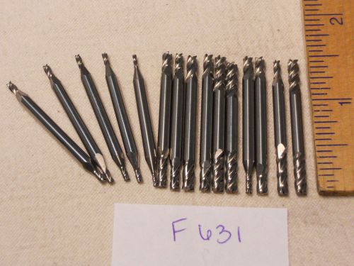 15 NEW 1/8&#034; SHANK CARBIDE END MILLS. 4 FLUTE. DOUBLE END. USA MADE {F631}