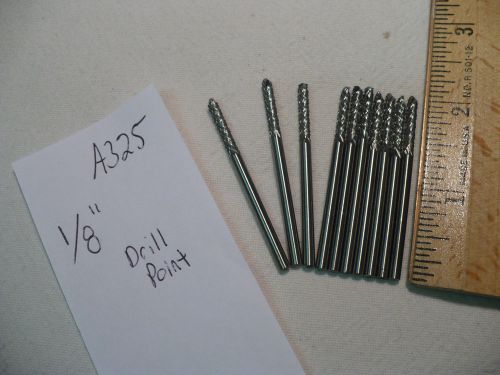 10 NEW 1/8&#034; SHANK CARBIDE BURRS. LONGS. DRILL POINT. MADE IN USA (A325)