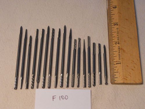 17 NEW 3 MM SHANK CARBIDE BURRS. DOUBLE END COMMON SHAPES. LONGS USA MADE  F100