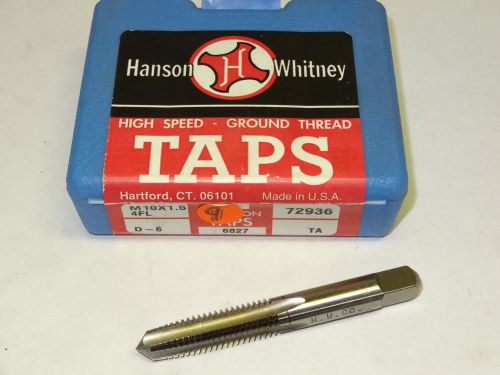 New hanson whitney m10 x 1.5 d6 4fl d-6 hss taper spiral point tap 72936 usa for sale