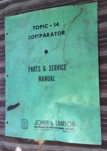 Jones &amp; lamson topic-14 floor model optical comparator parts and service manual for sale