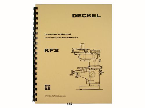 Deckel  universal copy milling machine kf2 operators manual  *635 for sale