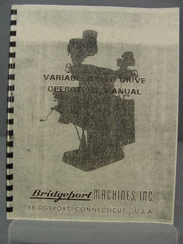 Bridgeport Variable Speed Drive Operator&#039;s Manual