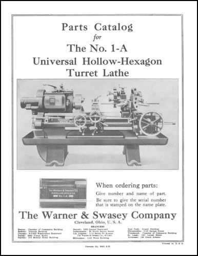 Warner &amp; Swasey No. 1-A Universal Turret Lathe Manual