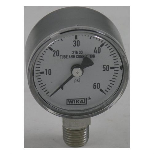 Wika t131.11 pressure gauge, 0-60 psi, 2&#034; dial w/ 1/4&#034; npt bottom mount, dry for sale