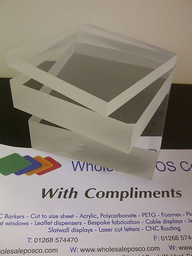 30MM THICK CLEAR ACRYLIC BLOCK CAST PERSPEX SHEET 210MM X 148MM A5 HEAVY SHEET