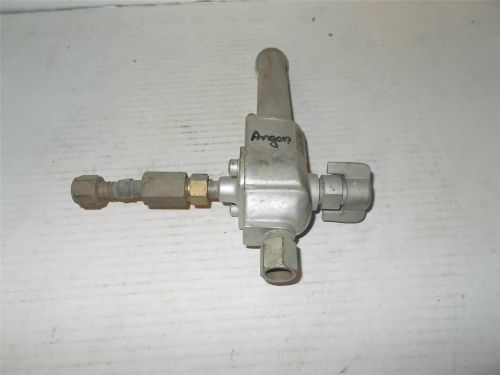 Vintage oxweld regulator &amp; flowmeter - type l-23 argon made in usa for sale