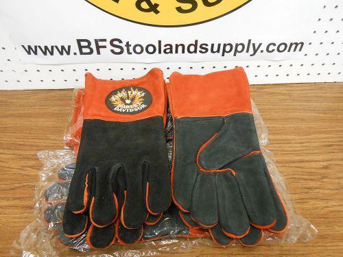 NEW - HARLEY DAVIDSON RIDE FREE XL Leather Welder&#039;s Gloves BLACK &amp; ORANGE