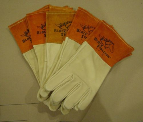 Set of 5 Black Stallion XL Welding Gloves Genuine Pigskin Leather