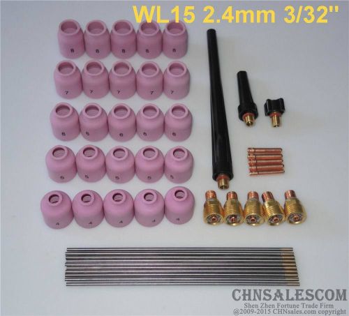 48pcs tig welding kit gas lens for tig welding torch wp-9 wp-20 wp-25 wl15 3/32&#034; for sale