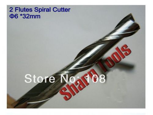 2pcs double flute carbide mill spiral cutter wood cnc router bits  6mm 32mm for sale