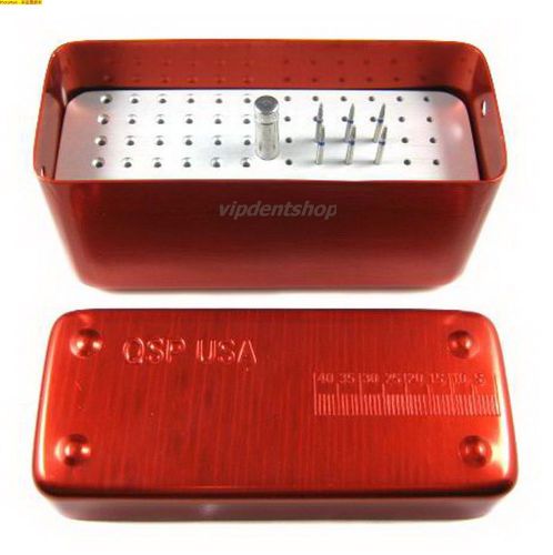 72 Holes Dental Bur Holder Stand Disinfection Box Sterilizer Case Two uses Red