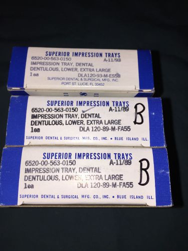 Superior Metal Dental Impression Trays Lower Size X Large LOT 3 Mandibular