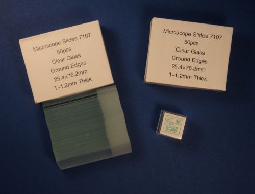 100 pc Pre-cleaned Blank Microscope Slides  &amp; 100 pc  Square Cover Slips