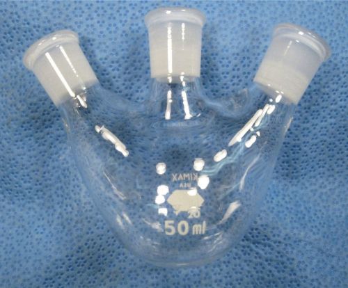 Kimax  50 ml  round  bottom  3-neck  flask  all  14/20           n for sale