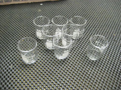 Lot of (8)  Pyrex Beakers, Griffin 20ml - Graduated with Spout - Corning