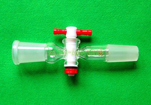 24/40,PTFE Stopcock,Straight Glass Flow Control Adapter,w/Both Ground Joints