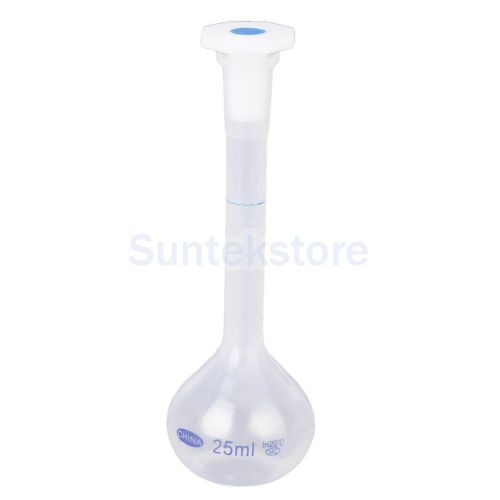 25ml laboratory volumetric flask measuring bottle graduated container w/cap for sale