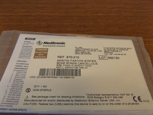 Medtronic 870-210  3.5mm x 10mm  Bone Screw