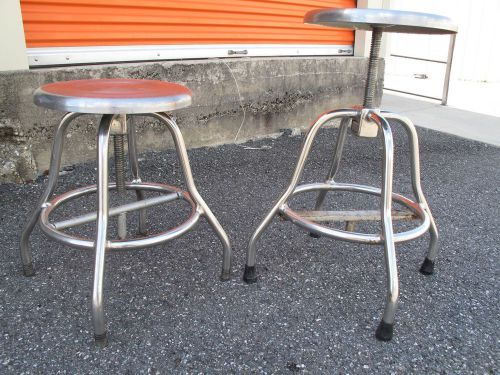 LOTof 2 Vintage   STAINLESS STEEL REVOLVING ADJUSTABLE  EXAM BAR STOOL