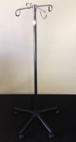 Iv pole stand 4 prong top 5 leg black plastic base up to 85&#034; good condition for sale