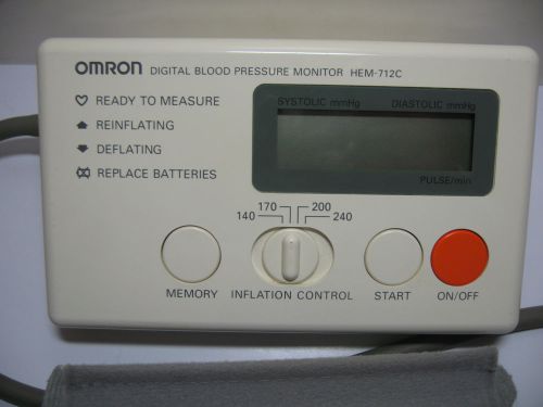 Omron healthcare model hem712c automatic digital blood pressure monitor &amp; cuff for sale