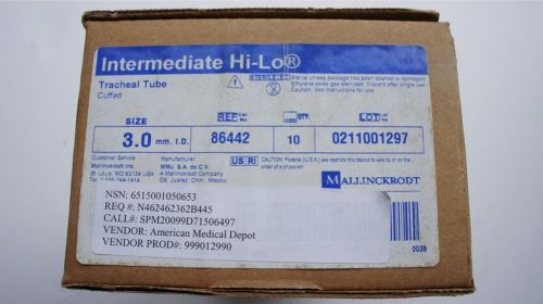 Mallinckrodt intermediate hi-lo tracheal tube cuffed size 3.00mm ref 86442  for sale