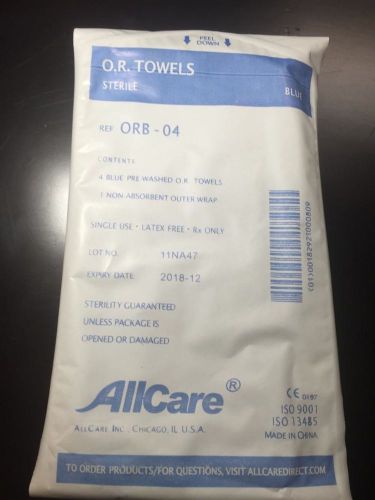 NEW (4)PACK AllCare O.R. Sterile Surgical Medical Blue O.R. Towels 16X26 4/ PACK