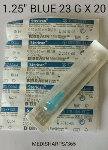 20 x hypodermic syringe needle (b braun blue 23g 1.25&#034;) for sale