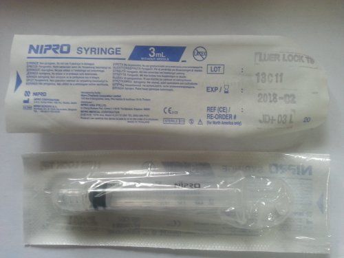 NEW Empty Syringes Only   Disposable  Sterile  3 mL  100/Bx