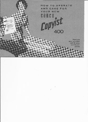 Vintage CENCO Copyist 400 Copier Operations Manual