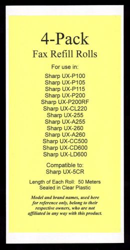 4-pack UX-5CR Fax Refills for Sharp UX-P200 UX-CL220 UX-CC500 UX-CD600 UX-LD600