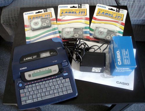 Casio label it! 3-linethermal printer kl-7200 +power cord+instructions+3 tapes for sale