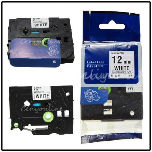 1pc black on white label tape 12mm for brother p touch tz-131 tz-af131 for sale