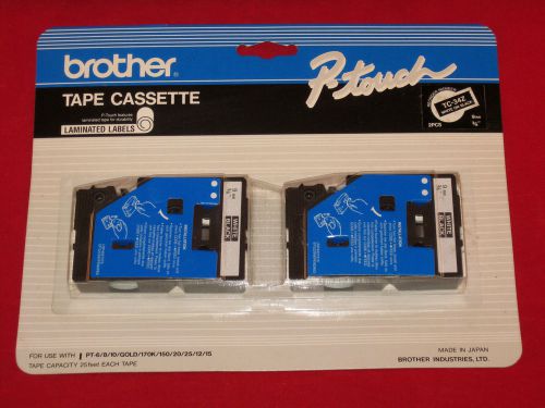 NEW Brother P Touch 2-Pack White On Black TC-34Z Laminated Tape Labels TC34Z