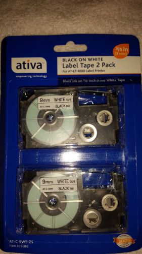 Ativa black on white label tape 2 pack for AT-LP-1000 label printer