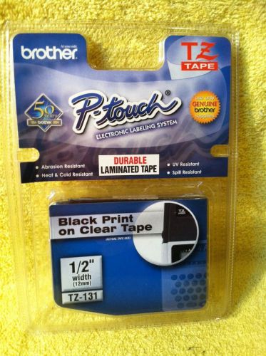Brother® TZ-131 P-Touch® Label Tape, 1/2&#034; Black on Clear For Electronic Label