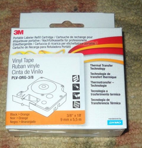 3M PLV-ORG-3/8 Black&gt;Orange Vinyl Label Tape For PL100 PL150 PL200 PL300 - Dymo