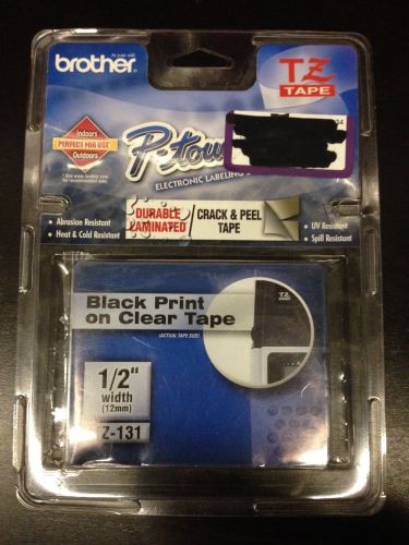 Brother P-Touch TZ Tape 1/2&#034;Width TZ-131 Black Print on Clear Tape