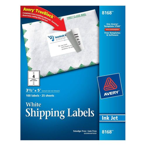 Avery Shipping Labels for Inkjet Printers, 3.5 x 5 Inches, Box of 100 (8168)
