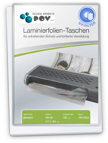 Laminierfolien A6 (111 x 154 mm), 2 x 150 mic, glanzend, mit UV Filter