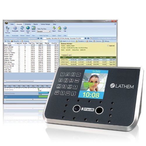 Lathem biometric time clock - face, biometric - 50 employee (fr650kit) for sale