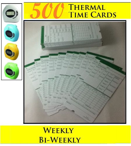 500 THERMAL TIME CARDS (WEEKLY/BIWEEKLY) FOR TIME MASTERS THERMAL TIME CLOCK