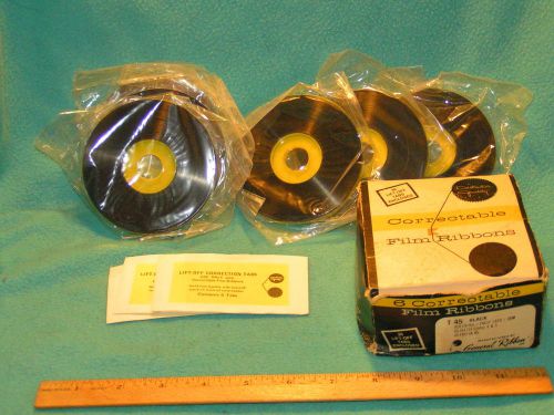 6 Film Ribbons - T45 GENERAL Black Refill - SEALED w LIFT OFF TABS - typewriter