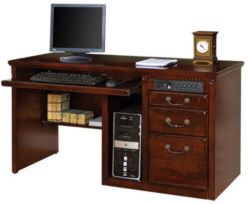 Cherry single pedestal computer office desk for sale
