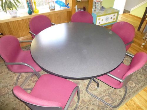 Herman Miller 54&#034; Round Table &amp; 6 Knoll Chairs