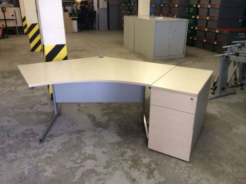 Triangular return desk and pedestal for sale