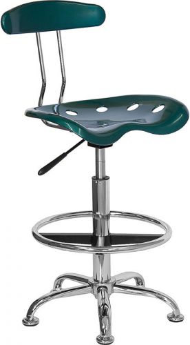 Vibrant Green and Chrome Drafting Stool with Tractor Seat - Kid&#039;s Office Chair