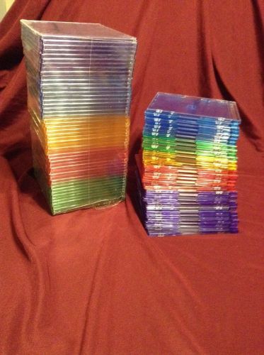 Slim CD and DVD 81 Pack Jewel Cases - 5 Assorted Colors