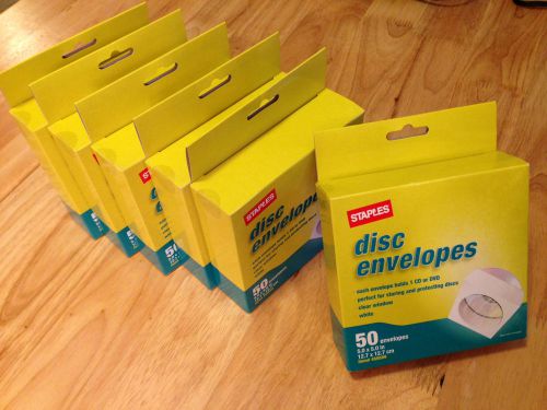Staples brand Disc Envelopes - White 50 count (6 boxes = 300 envelopes)